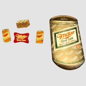Vintage Miller High Life Beer Can Metal Lapel Pins & Magnet